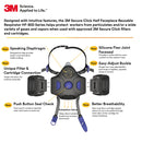 3M Respirator, Secure Click Half Face Reusable Respirator with Speaking Diaphragm and Push Button Seal Check, HF-801SD, Sweeping, Sanding, Grinding, Sawing, Dust, Small
