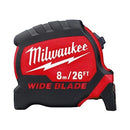 8M/26' Milwaukee Wide Blade Tape Measure