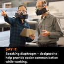 3M Respirator, Secure Click Half Face Reusable Respirator with Speaking Diaphragm and Push Button Seal Check, HF-801SD, Sweeping, Sanding, Grinding, Sawing, Dust, Small