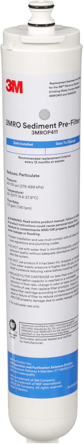 PK/5: 3M 3MROP411-20A Under Sink Reverse Osmosis Water Filter Cartridge, For 3MRO401/3MRO501
