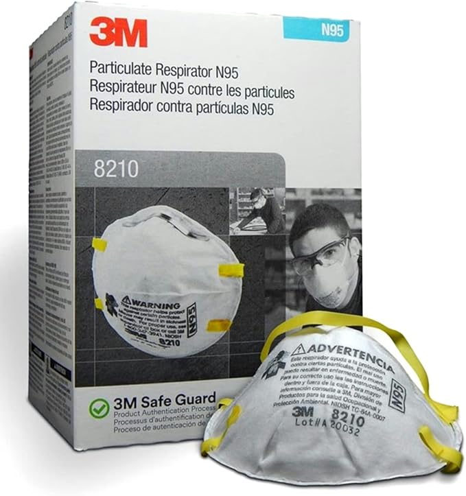 Case/20: 3M 8210 NIOSH Disposable Particulate N95 Respirator