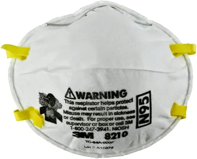 Case/20: 3M 8210 NIOSH Disposable Particulate N95 Respirator