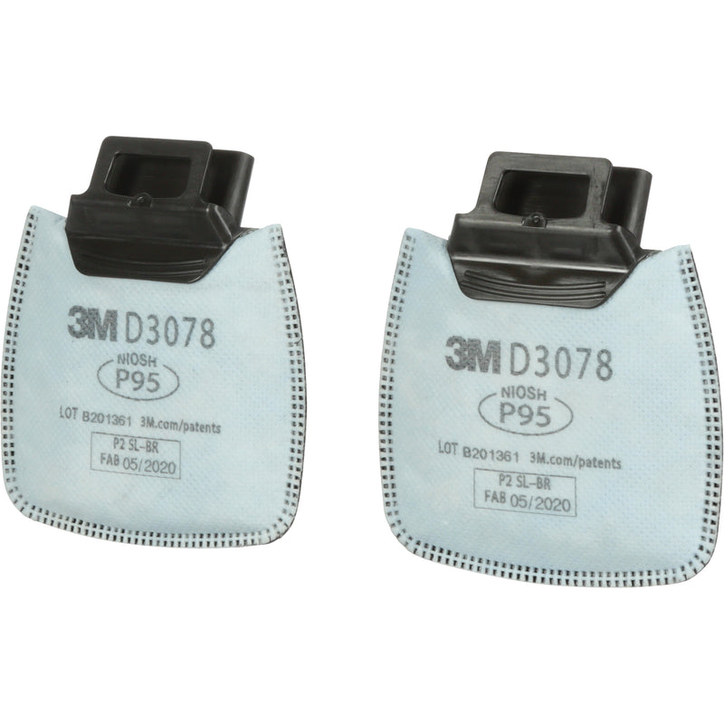 3M D3078 P95 Secure Click Particulate Filter with Nuisance Level Organic Vapour/Acid Gas Relief. Pair