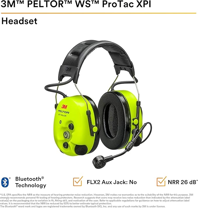 Clearance..Open Box..3M PELTOR MT15H7AWS6 WS ProTac XPI Level Dependent Bluetooth Headset, Headband, Yellow, NRR 26 dB, CSA A. Each