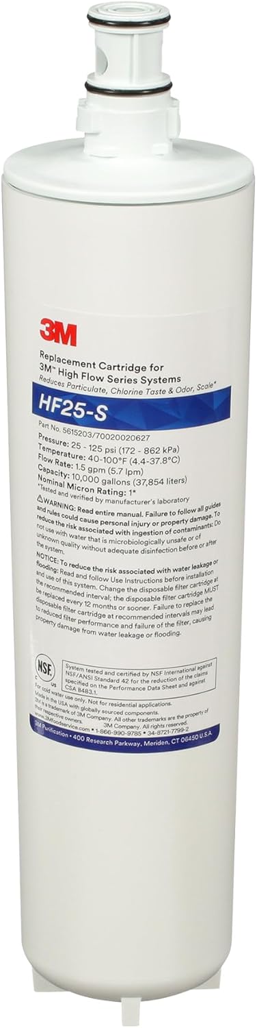 3M HF25-S Replacement Cartridge with Scale Inhibitor for ICE125-S Water System. Each