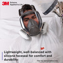 3M 6900 Full Face Reusable Respirator, Lightweight Silicone Large. Each
