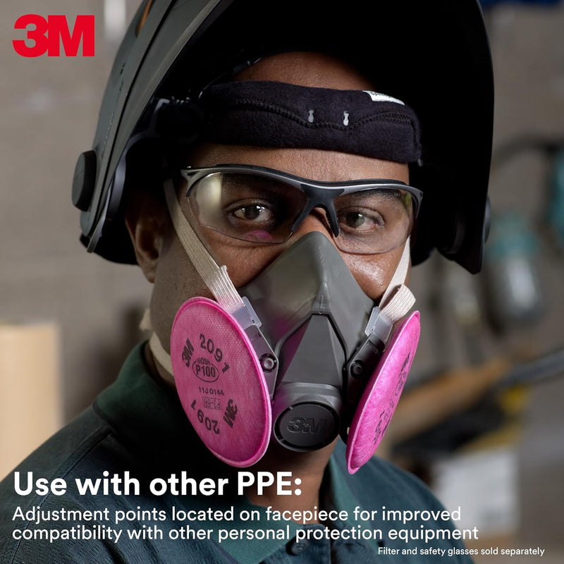 3M 6100 Half Facepiece Reusable Respirator, Small. Each