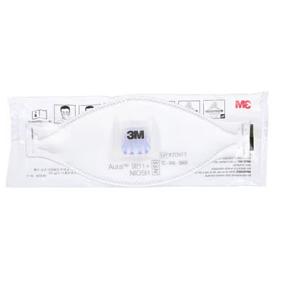 3M 9211+ Aura N95 Disposable Particulate Respirator Mask. Box/10 Each