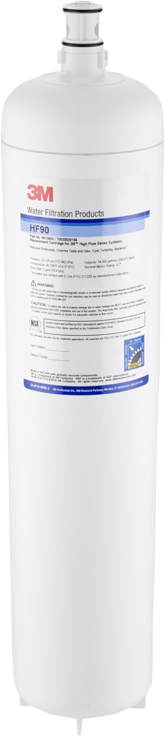Case/4: 3M HF90 ScaleGard HP Water Filter Cartridge, High-Quality Water & Easy Quick Change