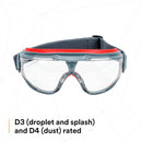 3M GoggleGear GG501SGAF Splash Goggle with Clear Scotchgard Anti-Fog Lens, black/red. Each