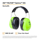 3M PELTOR H10A-HV Optime 105 Earmuffs, Over-The-Head (NRR)*: 30 dB. CSA Class A. Each