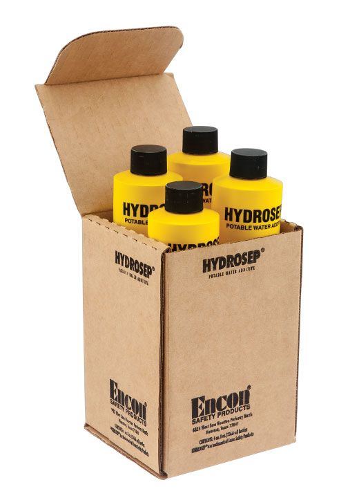 PK/4: Encon Hydrosep 01110764 Water Treatment Additive for Self-Contained Pressurized Eyewash Station, 8 oz.