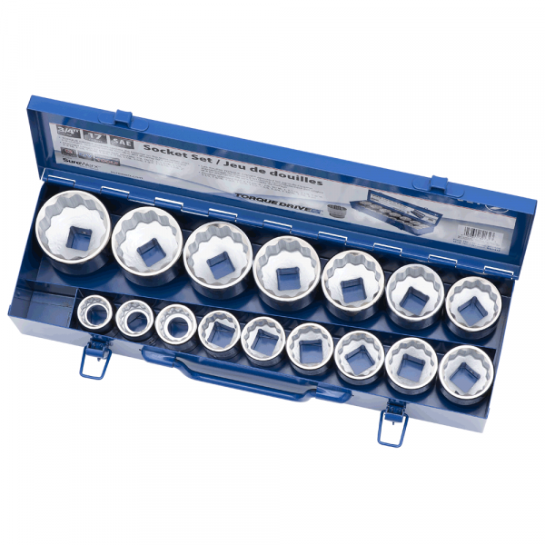 JET 601405 Drive SAE 17-Piece 3/4-inch Regular 12 Point, Chrome Socket Set