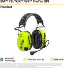 3M PELTOR MT15H7AWS6 WS ProTac XPI Level Dependent Bluetooth Headset, Headband, Yellow, NRR 26 dB, CSA A