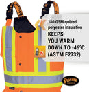 Clearance... Pioneer V1120651-XL Hi-Vis Quilted Safety Overalls - 100% Waterproof - Hi-Vis Orange - XL