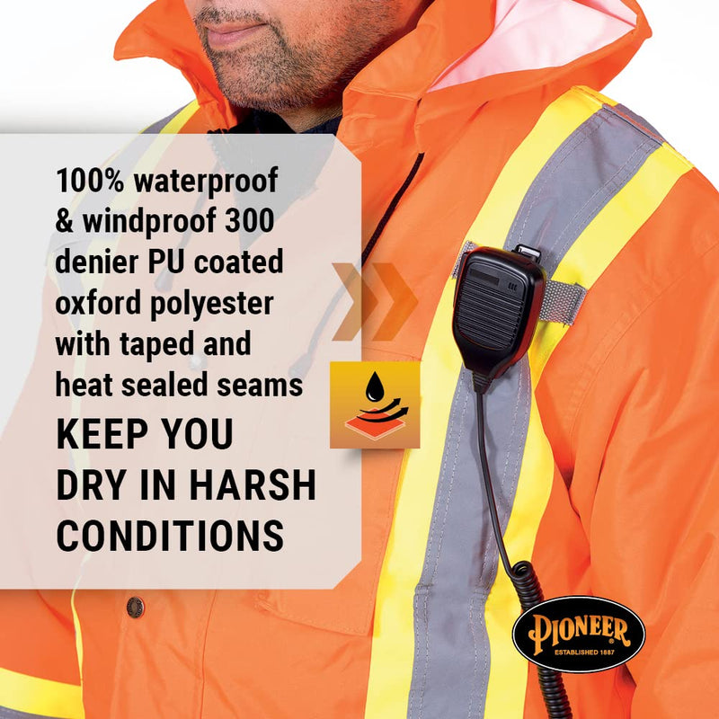 Clearance... Pioneer V1120150-2XL Hi-Vis 7-in-1 Waterproof Parka – Hi-Vis Orange – 2XL