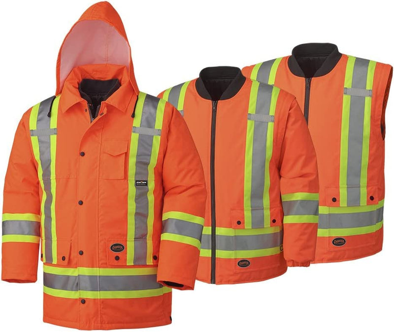 Clearance... Pioneer V1120150-2XL Hi-Vis 7-in-1 Waterproof Parka – Hi-Vis Orange – 2XL