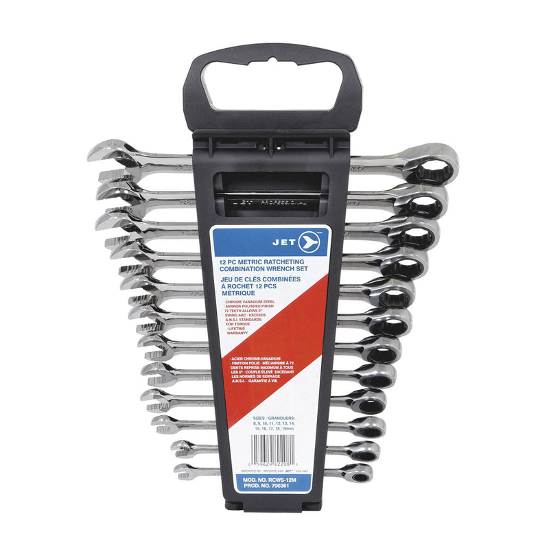 Jet 700361 - (RCWS-12M) Metric Ratcheting Combination Wrench 12 PC Set. Each