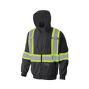 Pioneer 6942 Work Hoodie, High Visibility & Reflective Micro Fleece, Full Front Zipper, Detachable Hood, Black, Unisex, 5XL, V1060570-5XL