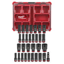 Milwaukee 49-66-6806 Shockwave Impact-Duty 1/2 in. Drive Metric and SAE Deep Well Impact PACKOUT Socket Set (31-Piece)