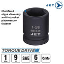 JET 1-inch Drive, 9-Piece Regular SAE Professional Impact Socket Set, 6 Point, 610501