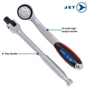 JET 3/8 Inch Drive Socket Wrench Set - SAE & Metric 12 Point Deep & Standard Length Sockets with Torque Drive - 45 Pieces