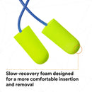3M E-A-Rsoft Yellow Neons Corded Earplugs Large, Hearing Conservation 311-1251 in Poly Bag Large Size