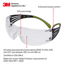 3M Safety Glasses, SecureFit, 20 Pack, ANSI Z87, Anti-Fog Anti-Scratch Clear Lens, Green/Black Frame, Flexible Temples