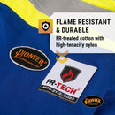 Pioneer FR 7-Pocket Overall Bib Work Pants, Premium Cotton & Nylon Blend, Reflective Stripes, Blue, L, V2540450-L
