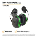 3M PELTOR Ear Muffs, Noise Protection, Hard Hat Attachment, NRR 21 dB, Construction, Manufacturing, Maintenance, Automotive, Woodworking, X1P3E