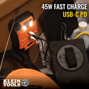 Klein Tools 29601 Magnetic Power Strip with Surge Protector, Extension Cord, 4 Outlets, 3 USB Ports, 5-Foot Cord, Power Supply Box with Light, PowerBox 1, Heavy Duty