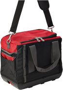 Milwaukee Bag Tool Milwaukee 48-22-8321 Tool Bag, 9.6 in W, 15 in D, 12.2 in H, 2 -Pocket, Polyester, Black/Red