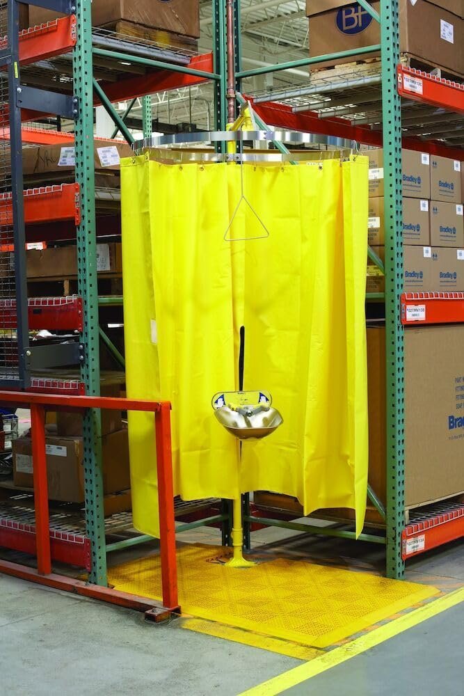 Bradley S19-330 Vinyl Laminate Safety Shower Privacy Curtain, 70" Length x 145" Width, Yellow