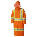 FR Oil & Chemical Resistant Long Rain Coat - Hi-Vis Lightweight