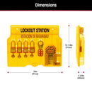 Master Lock 1482BP410 4-Padlock Capacity Lockout Station with Cover, Includes 4 Zenex Padlocks, Yellow