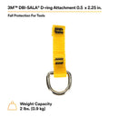 3M DBI-SALA Fall Protection for Tools, 1500003,Attachment Point with Single D-Ring, 05" X 225", On One End for Tools Up to 2 lb.s, 10-Pack