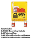 Master Lock S1720E410 Circuit Breaker Lockout Center with 410RED Zenex Padlock