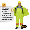 Pioneer V1080160-3XL Waterproof Lightweight Jacket and Pants Combo, Rainsuit, Yellow-Green, 3XL