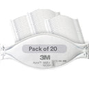 PK/20: 3M Aura Particulate Respirator 9205+, N95 Disposable Respirators, Individually Wrapped, 3 Panel Flat Fold Design Allows for Facial Movements, Comfortable, NIOSH Approved