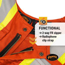 Pioneer FR 7-Pocket Overall Bib Work Pants, Premium Cotton & Nylon Blend, Reflective Stripes, Orange, 2XL, V2540480-2XL