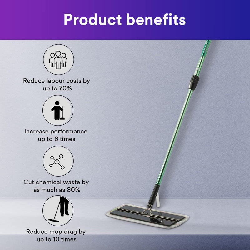 3M 59051 Easy Scrub Express Flat Mop Tool with 16" Pad Holder, High-Gloss Green