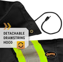 Pioneer 6942 Work Hoodie, High Visibility & Reflective Micro Fleece, Full Front Zipper, Detachable Hood, Black, Unisex, 5XL, V1060570-5XL
