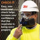 3M Respirator, Secure Click Half Face Reusable Respirator with Speaking Diaphragm and Push Button Seal Check, HF-801SD, Sweeping, Sanding, Grinding, Sawing, Dust, Small