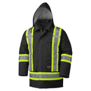 Pioneer Winter 7-in-1 Parka Jacket – High Vis Waterproof Jacket With Detachable Hood – Black Reflective Rainwear