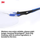 3M™ Solus Protective Eyewear with Clear Scotchgard™ Anti-Fog Lens, S1101SGAF, Black/Blue, Pack of 20
