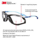 3M Safety Glasses with Readers, +2.0, Virtua CCS, 20 Pack, ANSI Z87, Anti-Fog, Clear Lens, Blue Frame, Corded Ear Plug Control System, Removable Foam Gasket