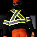 Pioneer 6942 Work Hoodie, High Visibility & Reflective Micro Fleece, Full Front Zipper, Detachable Hood, Black, Unisex, 5XL, V1060570-5XL