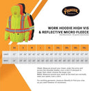 Pioneer 6942 Work Hoodie, High Visibility & Reflective Micro Fleece, Full Front Zipper, Detachable Hood, Black, Unisex, 5XL, V1060570-5XL