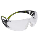 3M Safety Glasses, SecureFit, 20 Pack, ANSI Z87, Anti-Fog Anti-Scratch Clear Lens, Green/Black Frame, Flexible Temples