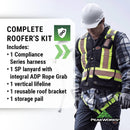PeakWorks Compliance Series Roofer's Kit - includes Class A Harness, SP Lanyard, Vertical Lifeline & Roof Bracket - CSA, ANSI, OSHA Compliant Fall Protection